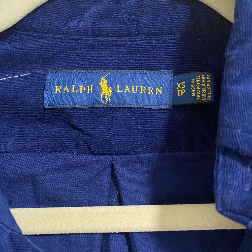 Ralph Lauren Navy Blue Button-Down Shirt with Pink Pony Logo - Picture 2 of 7